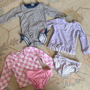 Kids Swim Bodysuit Set - Stripes, Checkered, and Polka Dots 18-24 months